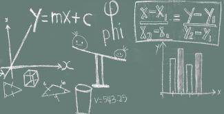 Diverse mathematische Formeln auf Tafel